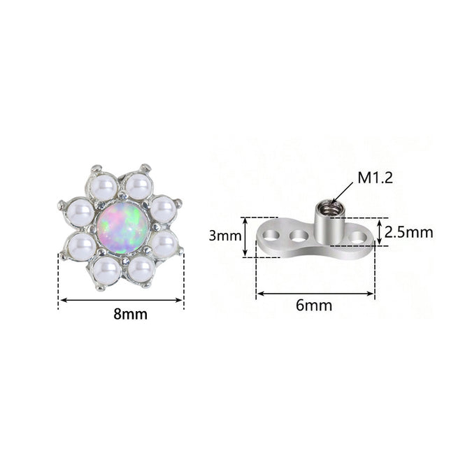 Stainless Steel 1.6mm Puncture Jewelry Claw Zirconium Buried Bone Nail Puncture Opal Pearl Buried Nail Base Implant Nail