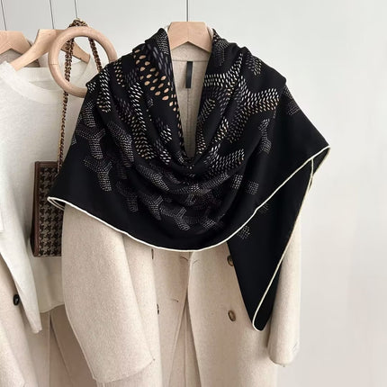 Spring and autumn texture silk wool scarf women's autumn and winter silk wool large square scarf warm shawl dual-purpose women's all-match temperament