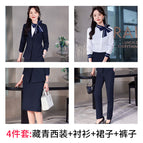 Navy suit + shirt + skirt + pants / S