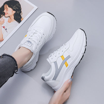 Women's Sports Shoes Spring and Autumn New 2022 Korean Style All-match Explosions Student Casual Shoes Leather Top Daddy Shoes Running Shoes