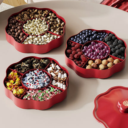 Living Room Sub-format Dried Fruit Plate Household Nut Candy Box with Lid Wedding Festive Dried Fruit Snack Storage Box for Hair