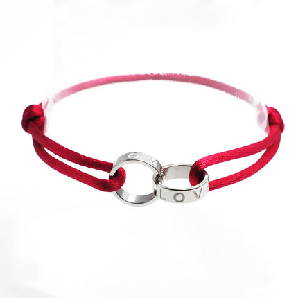 Cross-border supply Foreign Trade hand-woven couple stainless steel bracelet love double ring bracelet adjustable bracelet