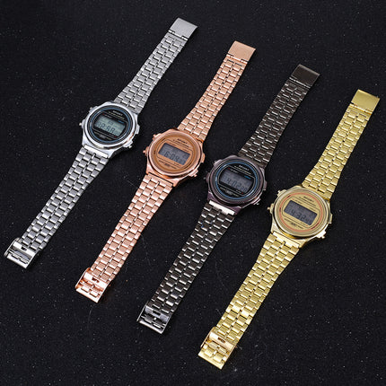 Explosive ultra-thin LED electronic watch WR F92W steel band A159 new round fashion watch multi-function electronic watch