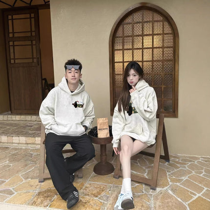 High-End Oversize Tops for Men and Women, Special Couple Wear, Autumn and Winter Velvet Hooded Sweatshirts, Trendy Brand Class Uniforms