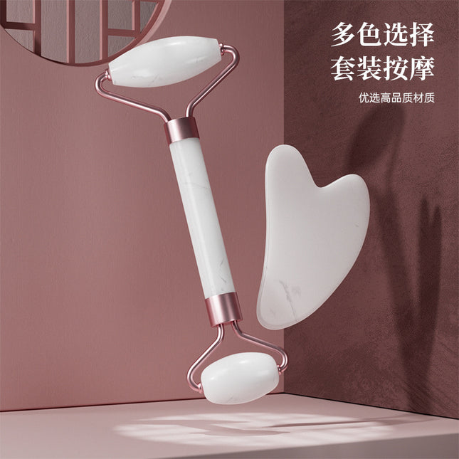 Powder crystal roller facial massage non-jade beauty stick double-headed push face eye point lifting heart scraper wholesale