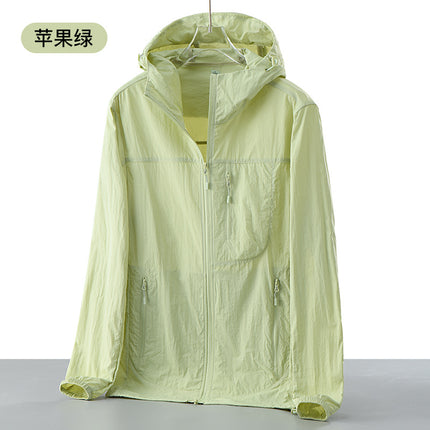 UPF50 Summer New Sunscreen Clothing Couple's Outdoor Anti-ultraviolet Skin Clothing Ice Silk Breathable Hooded Windbreaker