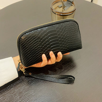 Soft Leather Small Bag for Women, Crocodile Pattern Leather Clutch Bag, 2025 New Trendy Summer Fashion Mini Mobile Phone Coin Purse