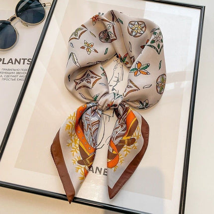70 Floral Polka Dot Imitation Silk Scarf Neck Scarf Korean Style Atmosphere Sun Protection Scarf High-End Wholesale