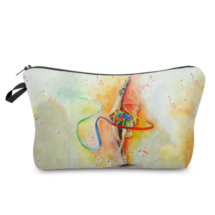 New Wholesale Gymnastics Girl Print Makeup Bag, Sports Style Cosmetic Storage Bag, Fashionable Hand-Held Women's Bag
