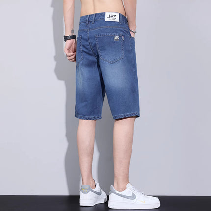 Summer Thin Denim Shorts Men's Loose Breathable Five-point Pants 2025 Summer Trendy Brand Stretch Casual Middle Pants