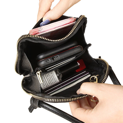 2023 new niche design simple genuine leather women's bag shoulder crossbody small bag mobile phone bag mini foreign trade bag for women