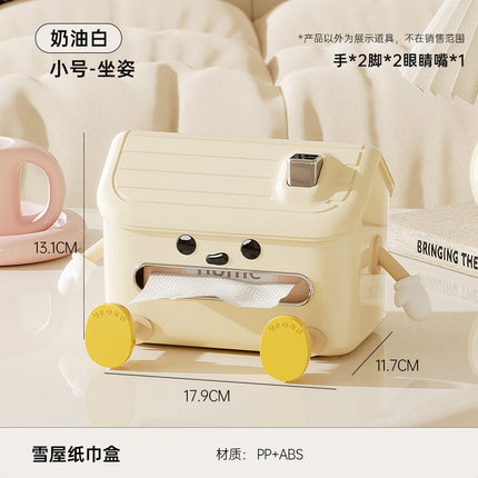 Desktop Tissue Box with High Aesthetic Appeal for Home Use, Stone-Like Bathroom Toilet Paper Holder with Built-In Spring, Large Capacity Tissue Box for Living Room