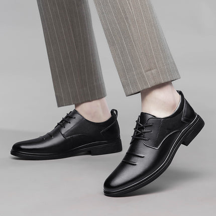2025 spring new men's formal leather shoes top layer cowhide lace comfortable office leather shoes groom oxford shoes