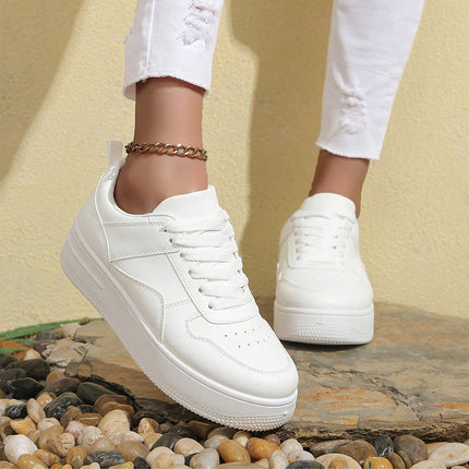 White Shoes Women's New Fashion Sports Casual Shoes Cross-border Foreign Trade plus size All-match Breathable Thick Sole Heightening Shoes