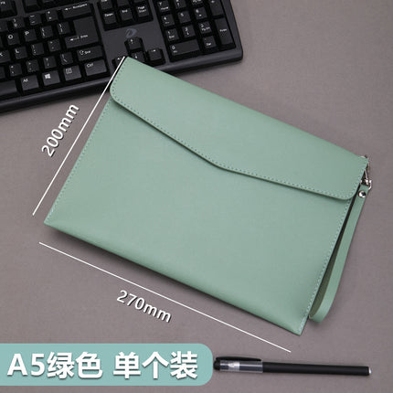 Magnetic suction leather file bag large capacity business meeting file bag waterproof office information storage book custom logo