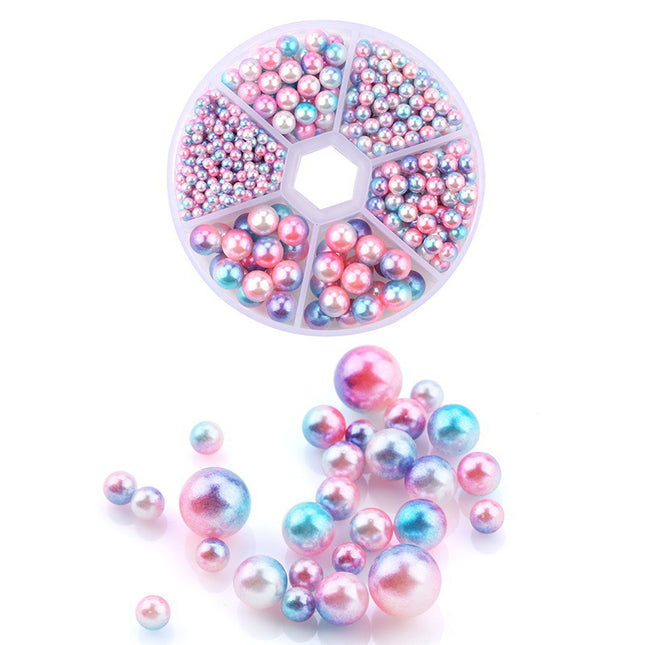 Cross-border hot sale 6-grid Pearl diy jewelry set multi-size non-porous Mermaid Magic Pearl nail art clothing accessories