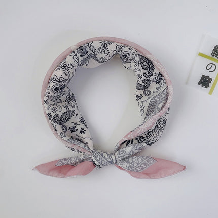 New Ethnic Style Cashew Flower Cotton and Linen Small Square Scarf 58X58 Breathable Retro Decorative Small Scarf Women's Scarf