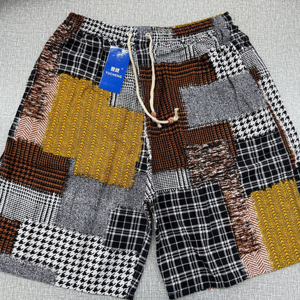 Summer new cotton and linen printed five-point men's beach pants casual sports loose plus size shorts men's thin fashion