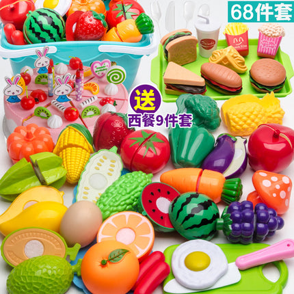Cross-border Children's Play-house Fruit Chicing Simulation Kitchen Stove Girl Vegetable Cake Pizza Toy suit