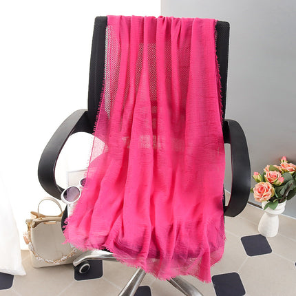 New Spring and Summer Fashion Cotton and Linen Solid Color Headscarf Beach Towel Sun Protection Large Size Silk Scarf Shawl for Women