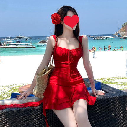 One-Piece Swimsuit for Women, High-End, Sexy, Petite, Korean Style, Conservative, Covering Flesh, Slimming Look, Seaside Vacation, Hot Spring Bathing