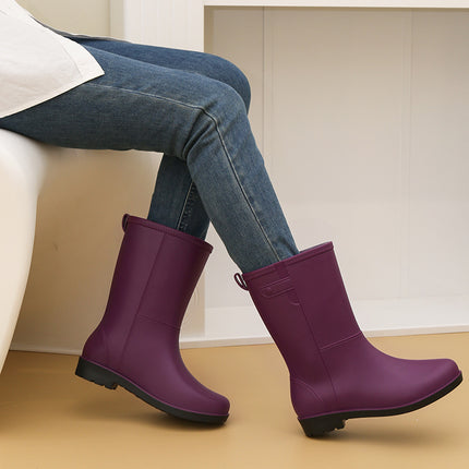 Fashionable Rain Boots for Women, Mid-Calf Women's Water Shoes, Women's Adult Velvet Rain Boots, Non-Slip Half-Tube Water Boots, Women's Rubber Shoes Wholesale