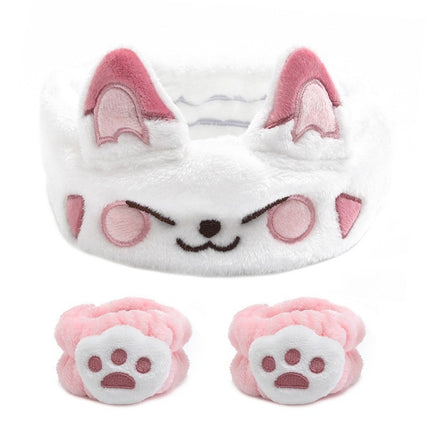 Amazon Plush Headband Wristband Set Face Washing Absorbent Headband Cartoon Cute Waterproof Hairband Wholesale