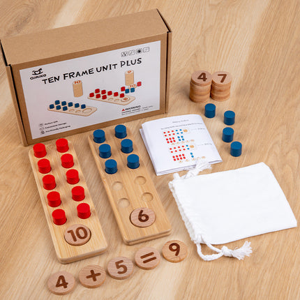Children's Montessori Early Education Wooden Ten-digit Calculation Board Mathematics Number Sense Addition and Subtraction Calculation Dozens of Lattice Matrix Benefit Intelligence Toys