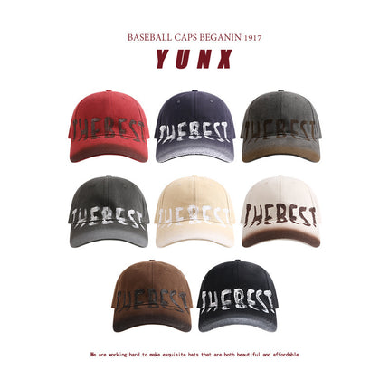 American Retro Washed Letter Large Head Circumference Baseball Cap for Women, Face-Slimming Versatile Fashion Simple Duckbill Cap for Men Casual
