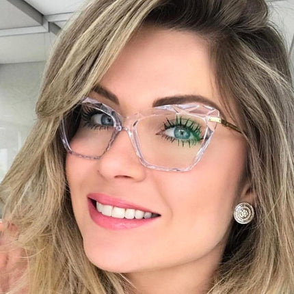 Anti-blue light cat's eye crystal multi-cut glasses frame European and American 2025 new glasses frame fashion flat mirror