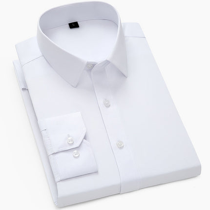 Shirt men's business solid color men's and women's long sleeve professional dress a generation of embroidered LOGO men's white shirt
