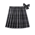 (safety pants) dark and light plaid skirt + bow tie / XS