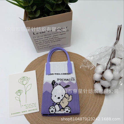 Girl's Heart-Shaped Knitted Crossbody Bag