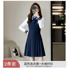 6012 white shirt blue dress bow tie / 3XL