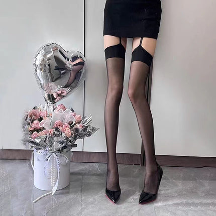 Jk Japanese-Style White Sheer Stockings for Women, Pure Desire Bare-Leg Artifact, Summer Thin Pineapple Stockings, Anti-Snag Black Pantyhose