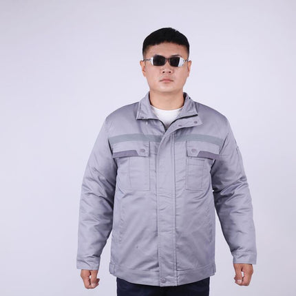 Winter cold protection cotton-padded jacket anti-static overalls wholesale embroidered word reflective strip factory cold storage gas station cotton-padded jacket