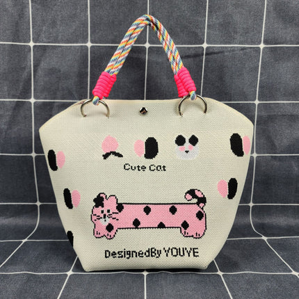 New Versatile and Cute Handbag Knitted Bag Tote Large Capacity Shoulder Bag Handbag Woven High-End Bag