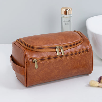Cross-Border New Hanging Toiletry Bag Portable Business Men's Travel Toiletries Cosmetics Bag Pu Waterproof Makeup