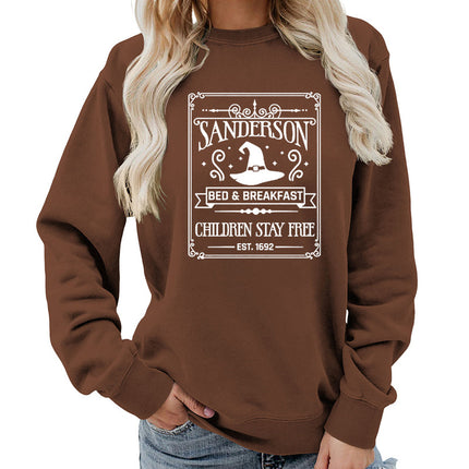 Sanderson Bed Breakfast Printed Round Neck Women's Top Sweatshirt Autumn and Winter Amazon Loose