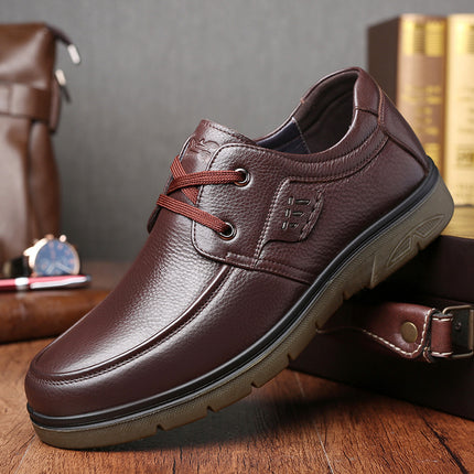 Men's Leather Shoes, Genuine Leather, Business Casual, Versatile, Breathable, Middle-Aged and Elderly Dad's Leather Shoes, Tendon Sole Slip-Ons