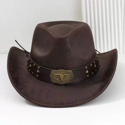 Solid Color Light Board Felt Western Cowboy Hat Outdoor Autum Hat Women's Simple French Hat Men's High-End