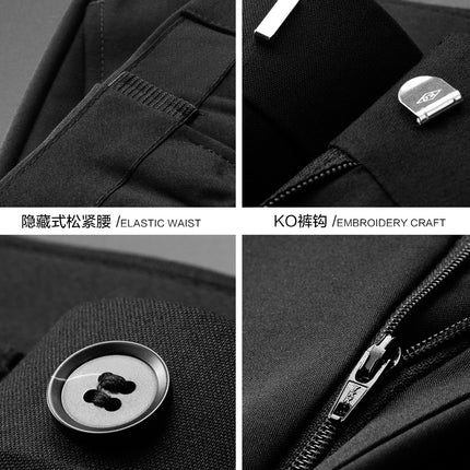 70% Wool Men's Suit Pants Men's Black High Sense Business Suit Pants Breathable Straight Men's Dress Long Pants