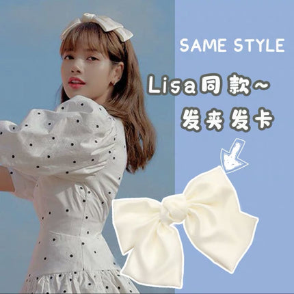 Korean Same Style Red Big Bow Hairpin Female Back Head Top Clip Simple French Retro Popular Kidsren's Hair Accessories