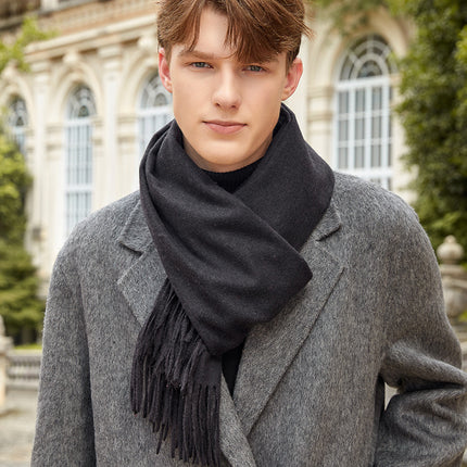 Men's Wool Scarf, Women's Winter Warm Cashmere Scarf, Autumn and Winter Korean Style Versatile Solid Color Scarf Wholesale