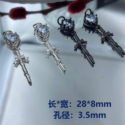 Dark Style Starburst Heart Tassel Pendant Nail Art Bracelet Necklace Handmade Crystal Jewelry Color-Preserving Zircon Accessories