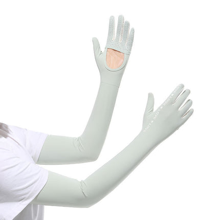 Summer Sunscreen Sleeve Women's Anti-UV Ice Silk Gloves Driving Sunshade Layered Arm Sleeve Outdoor Summer Thin