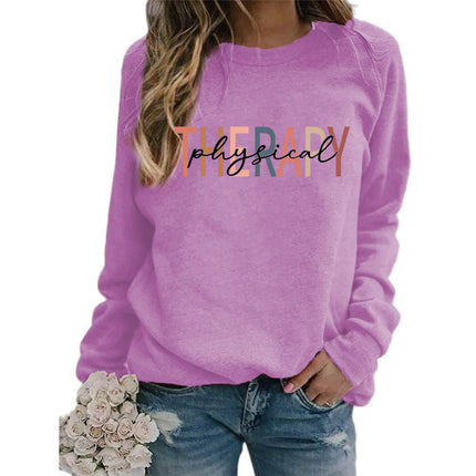 Foreign trade supply therapy printed round neck jacket sweater European size women's coat long sleeve cross-border autumn and winter
