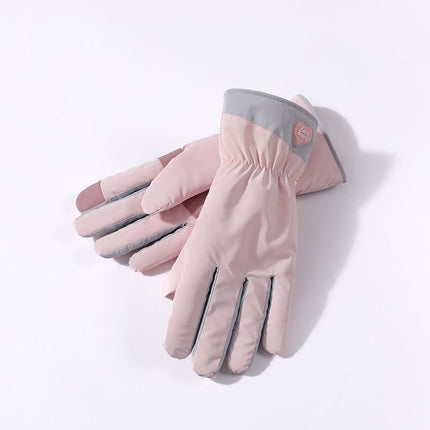Winter Warm Gloves Female Students Thick Cotton Touch Screen Down Gloves Cycling Cold-proof Windproof fleece-lined Ski Gloves