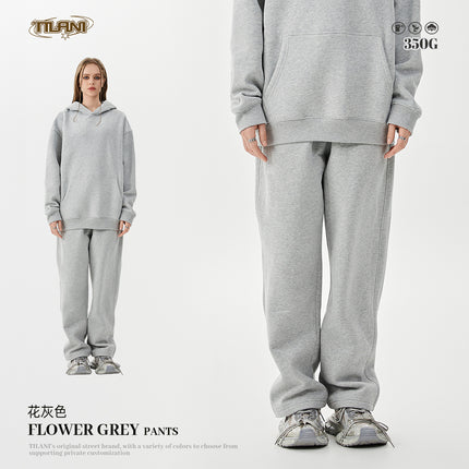 Tilani Men's Clothing 2026 Spring and Autumn Solid Color Basic Sports Suit American Style Trendy Brand Fleece-Lined Thickened Sweatshirt and Sweatpants