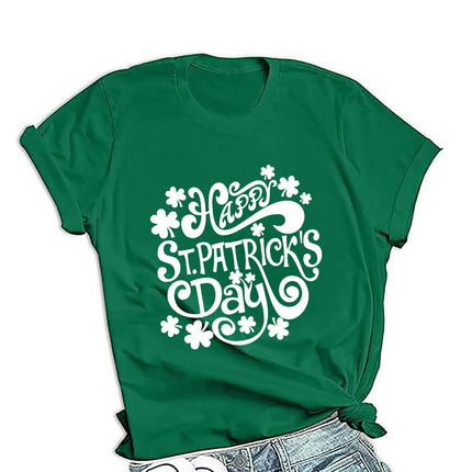 Cross-border PDD supply St. Patrick's Day men's and women's same loose round neck pullover short sleeve printed T-shirt